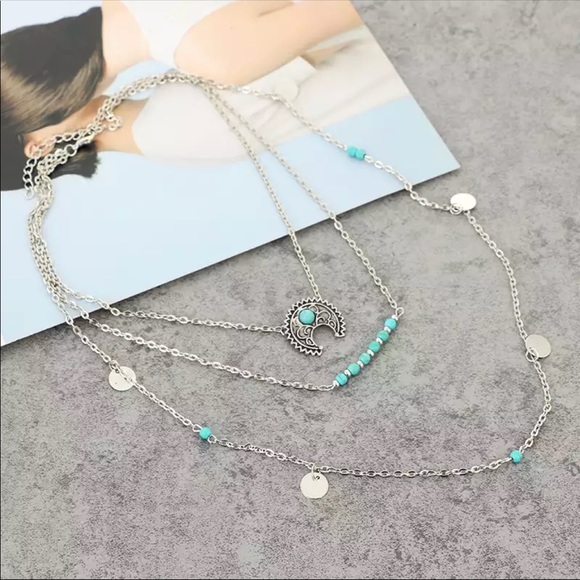 “JADE” 💫 BOHO CHIC Genuine Stone Silver Necklace - Picture 4 of 5